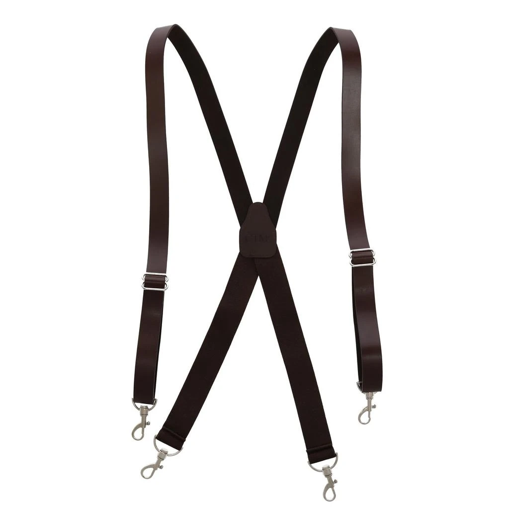 商品CTM|Men's Big & Tall Smooth Coated Leather Suspenders with Metal Swivel Hook End,价格¥364,第5张图片详细描述