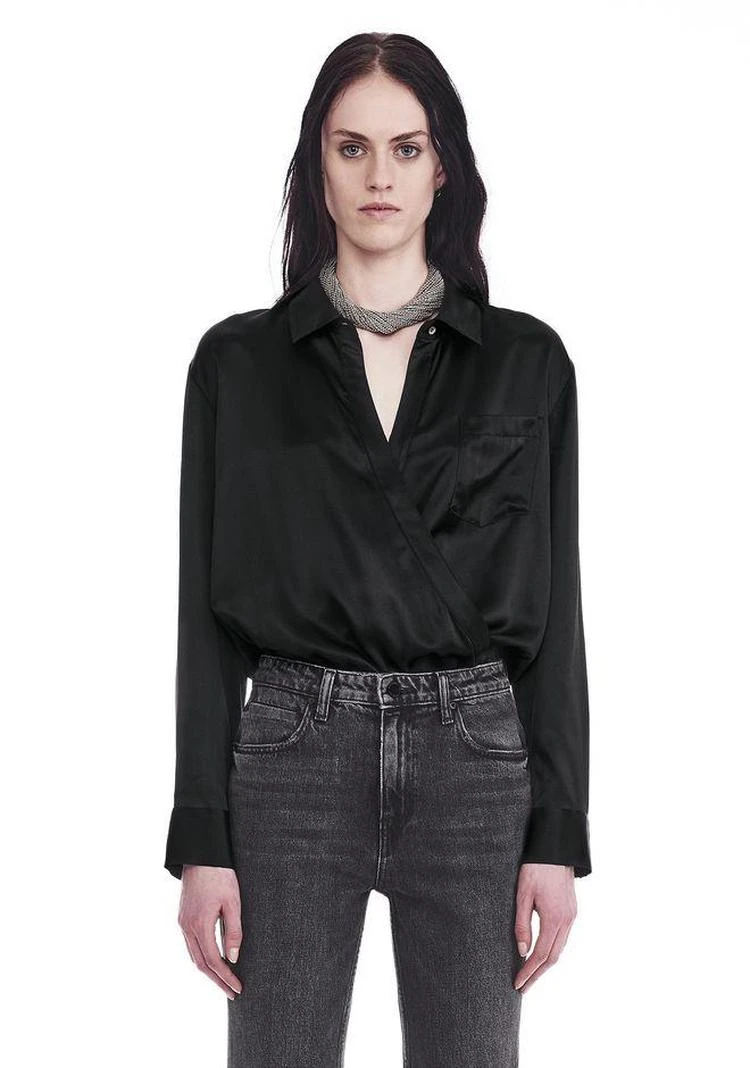 商品Alexander Wang|丝绸长袖衬衣式连体衣,价格¥1462,第3张图片详细描述