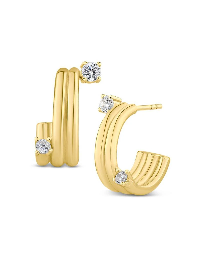 商品Kenneth Jay Lane|Cubic Zirconia Multi Row Hoop Earrings in 14K Gold Plated,价格¥492,第1张图片