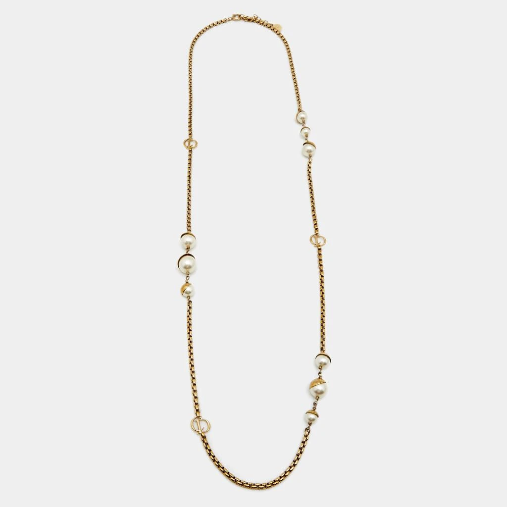 商品[二手商品] Dior|Dior Faux Pearl Gold Tone Metal Long Necklace,价格¥2746,第1张图片