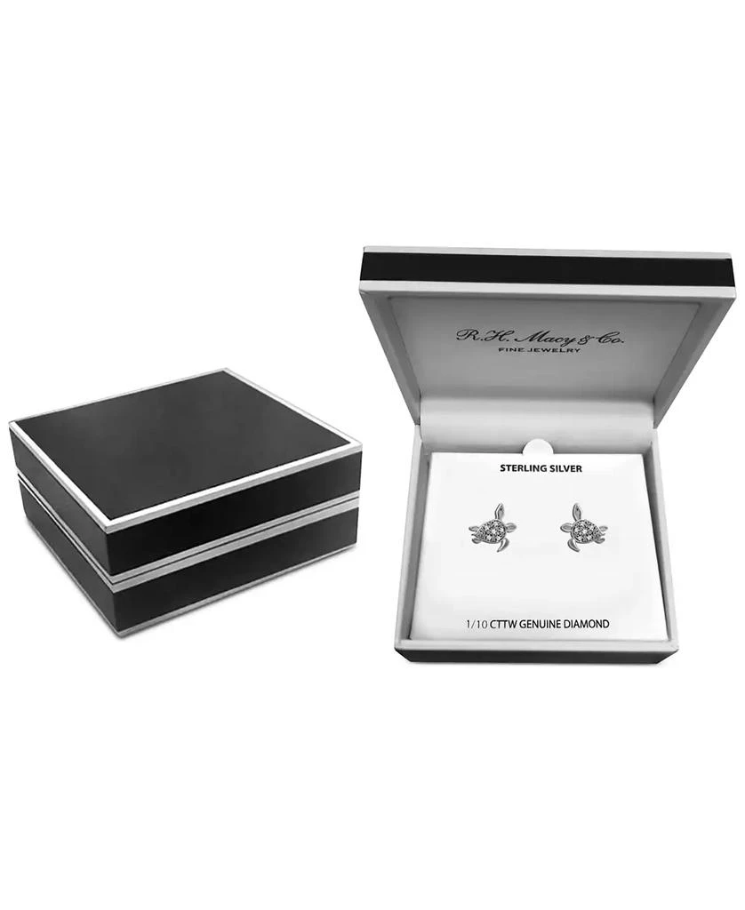 商品Macy's|Diamond Turtle Stud Earrings (1/10 ct. t.w.) in Sterling Silver,价格¥288,第2张图片详细描述