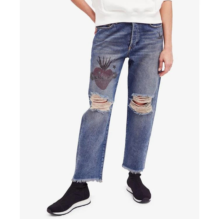 商品Free People|Cotton Ripped Boyfriend Jeans,价格¥383,第1张图片