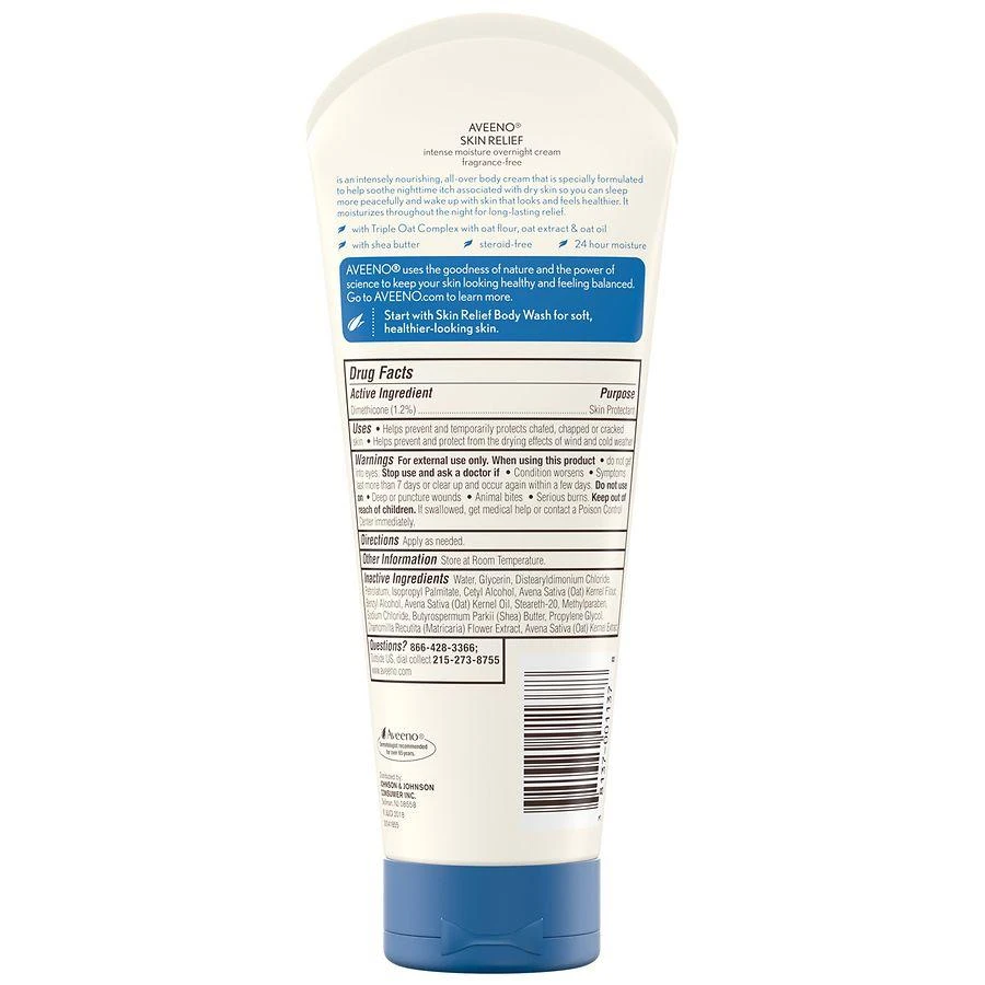 商品Aveeno|Skin Relief Overnight Intense Moisture Cream Fragrance-Free,价格¥123,第3张图片详细描述