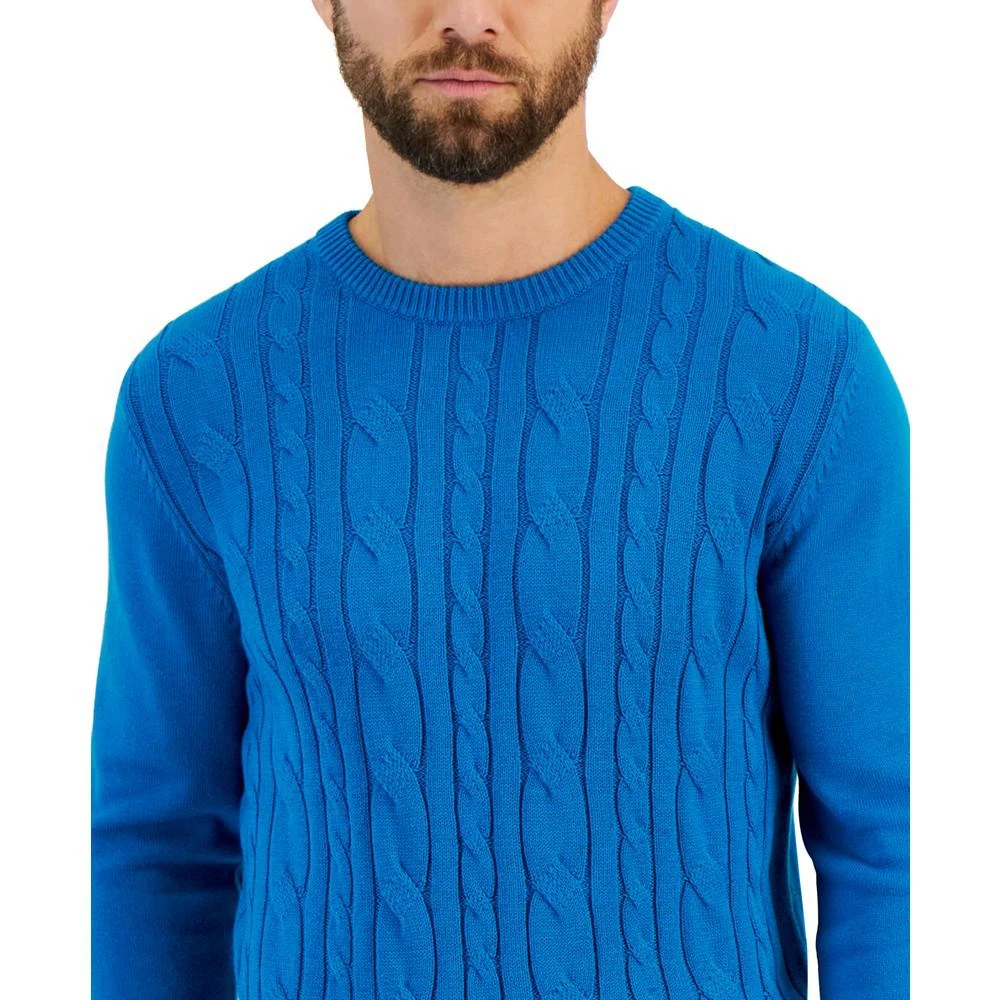 商品Club Room|Men's Elevated Mixed Cable Long Sleeve Crewneck Sweater, Created for Macy's,价格¥222,第3张图片详细描述