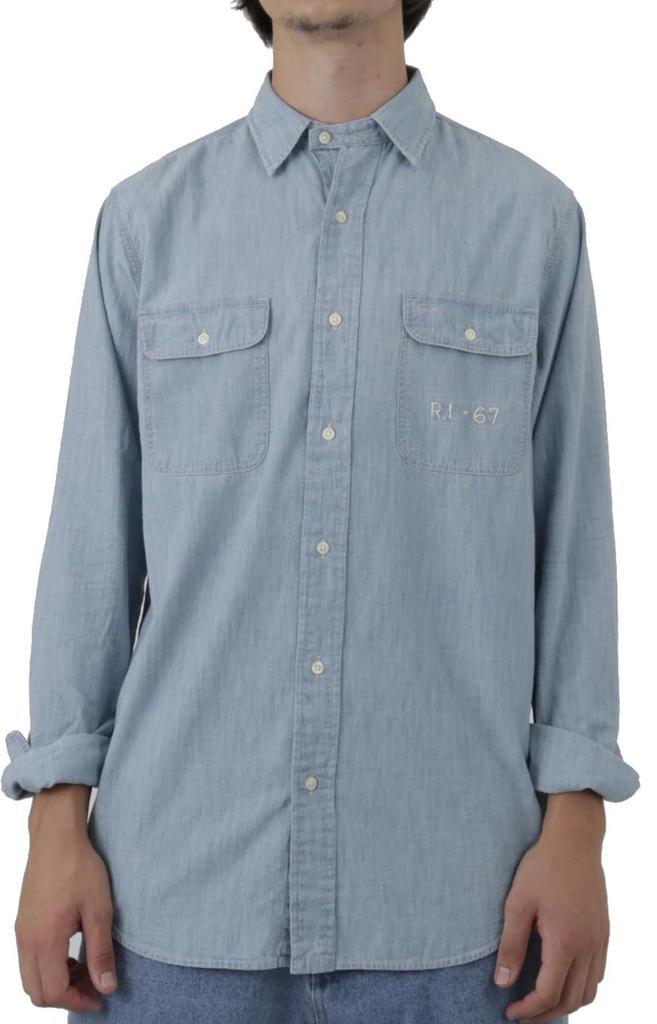 商品Ralph Lauren|Classic Fit Flag Chambray Work Shirt - Light Indigo,价格¥985,第4张图片详细描述