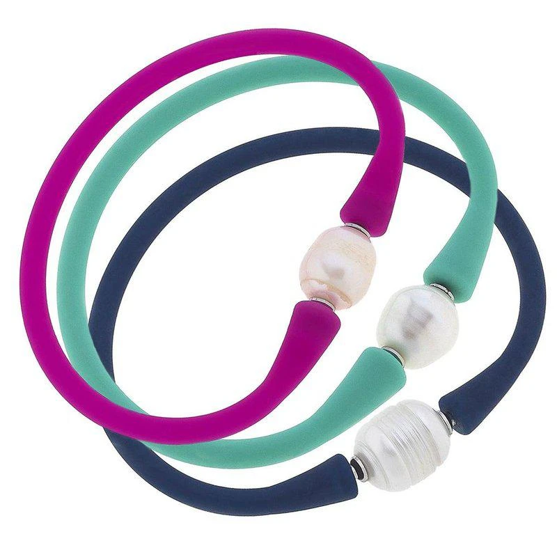 商品Canvas Style|Bali Freshwater Pearl Silicone Tropical Bracelet Set of 3,价格¥408,第1张图片