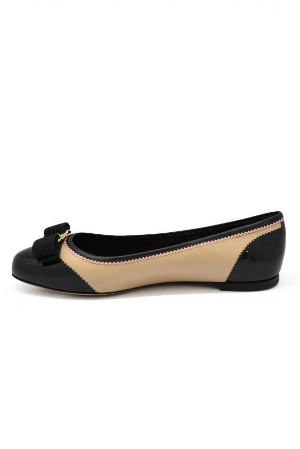 商品Salvatore Ferragamo|Luxury shoes for women salvatore ferragamo beige ballet flats with black knot,价格¥2957,第3张图片详细描述