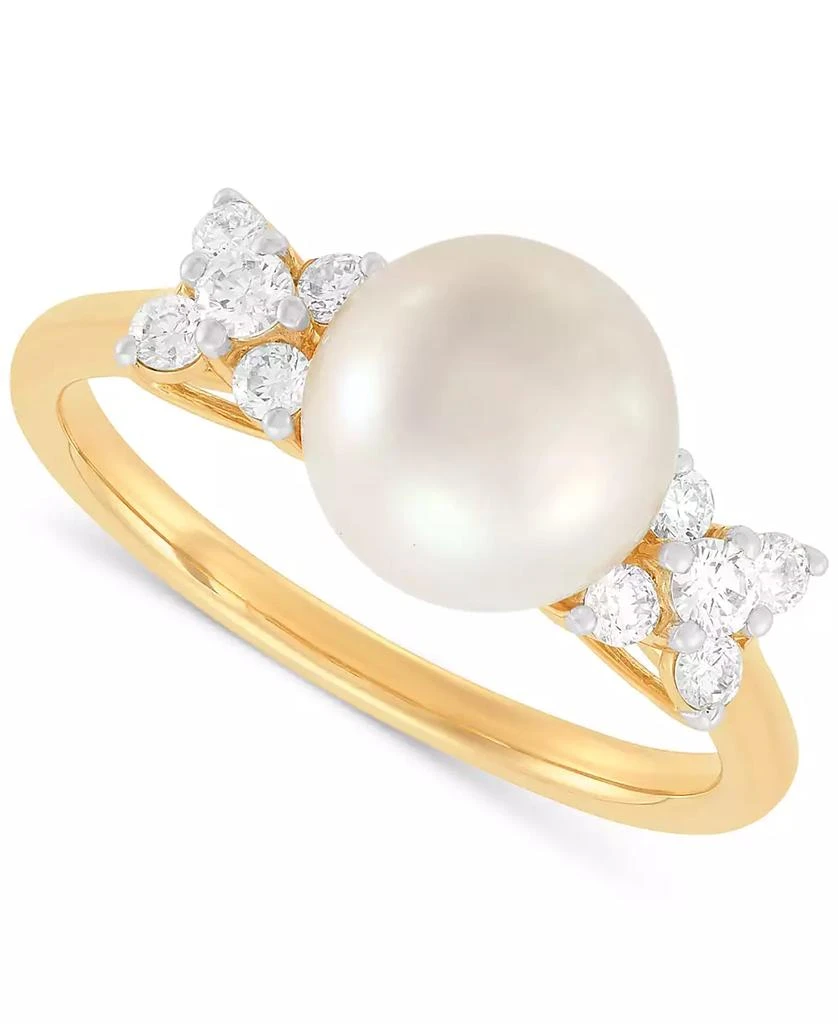 商品Grown With Love|Cultured Freshwater Pearl (9mm) & Lab Grown Diamond (1/3 ct. t.w.) Ring in 14k Gold,价格¥3590,第1张图片