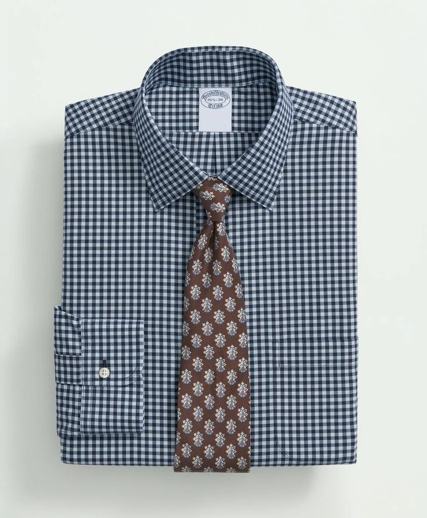 商品Brooks Brothers|Stretch Supima® Cotton Non-Iron Pinpoint Oxford Ainsley Collar, Gingham Dress Shirt,价格¥494,第1张图片