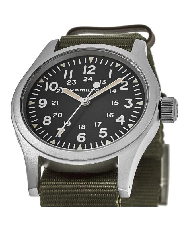 商品Hamilton|Hamilton Khaki Field Mechanical Manual Winding Black Dial Green Dial Men's Watch H69439931,价格¥3613,第2张图片详细描述