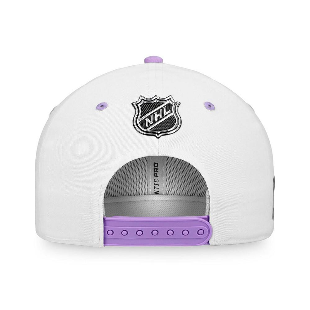 Men's Branded White, Purple Pittsburgh Penguins 2022 Hockey Fights Cancer Authentic Pro Snapback Hat商品第2张图片规格展示