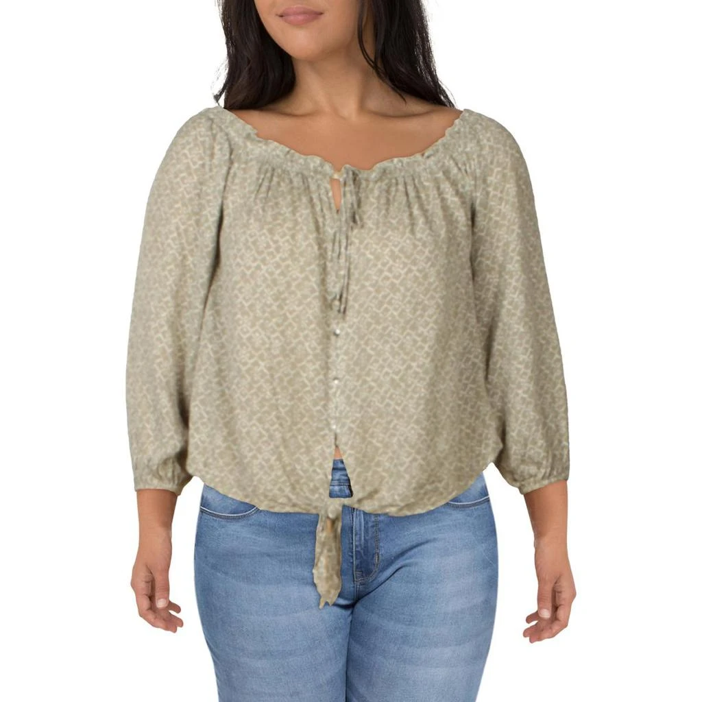 商品Hippie Rose|Hippie Rose Womens Off-The-Shoulder Tie Front Blouse,价格¥39,第1张图片