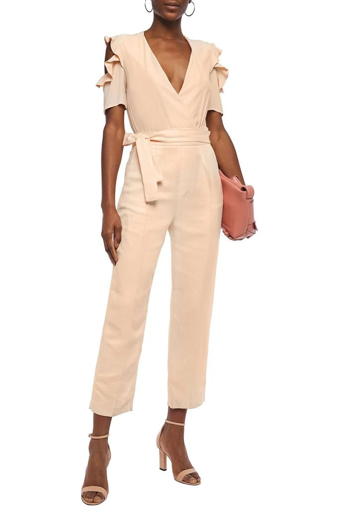 商品Maje|Piruize cropped cold-shoulder crepe de chine and stretch-twill jumpsuit,价格¥1329,第2张图片详细描述