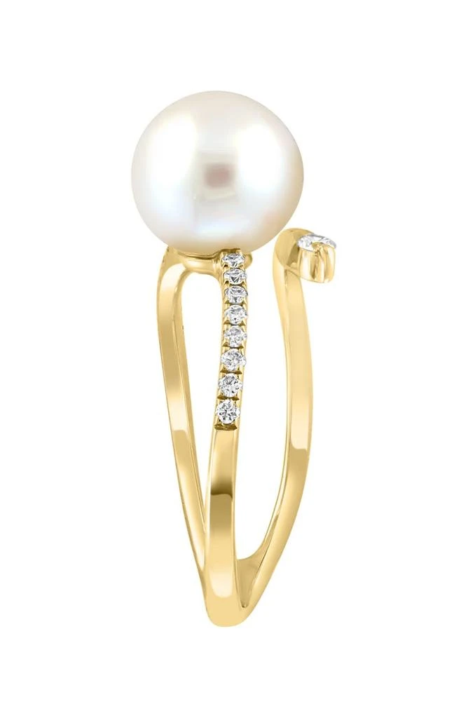 商品Effy|14K Yellow Gold Diamond & Freshwater Pearl Open Ring - 0.22 ctw,价格¥4083,第5张图片详细描述