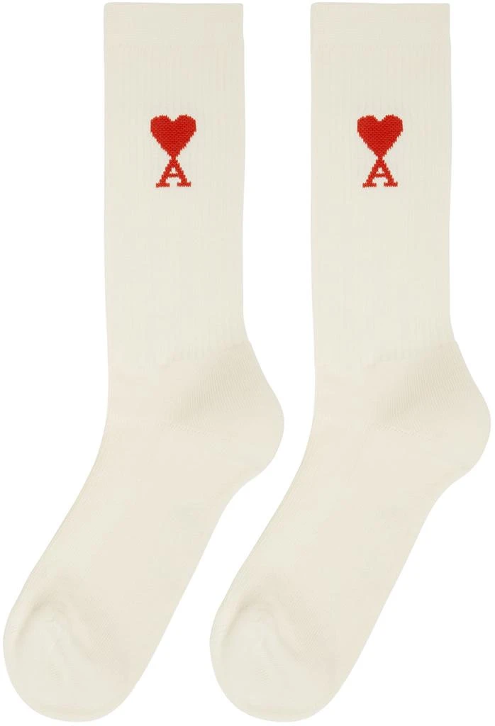 商品AMI|Three-Pack Off-White Ami de Cœur Socks,价格¥551,第3张图片详细描述