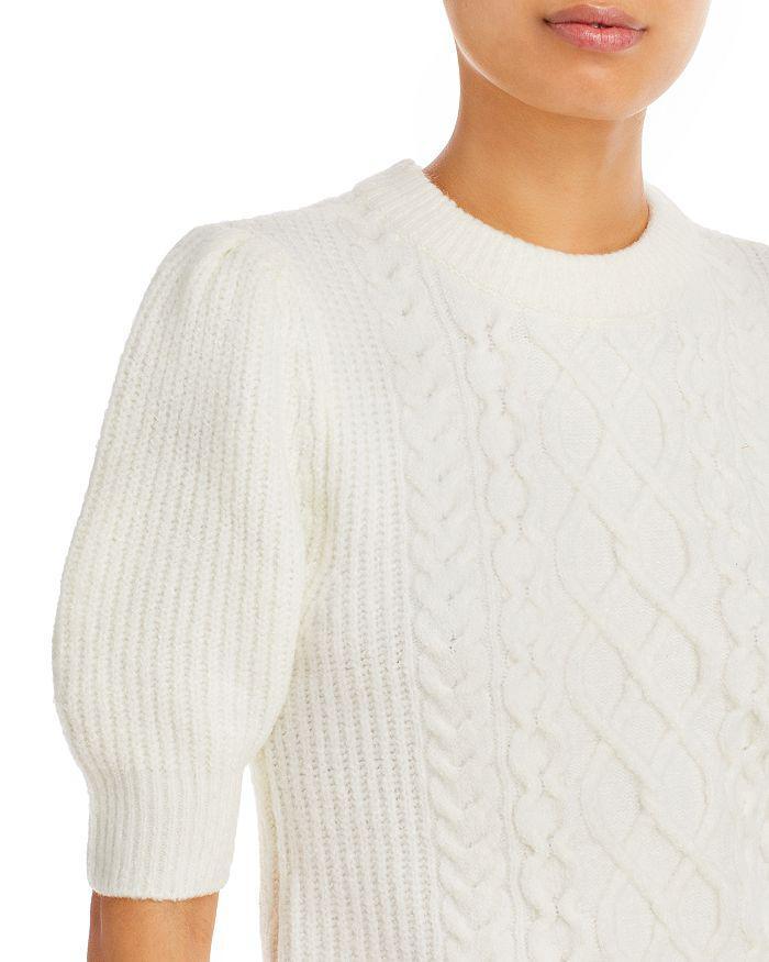 商品AQUA|Elbow Puff Sleeve Cable Knit Sweater - 100% Exclusive,价格¥575,第7张图片详细描述