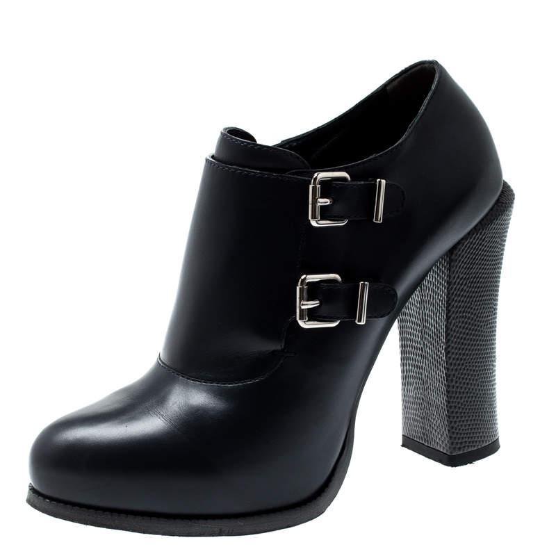 商品[二手商品] Fendi|Fendi Indigo Blue Leather Ankle Booties Size 38,价格¥3087,第1张图片