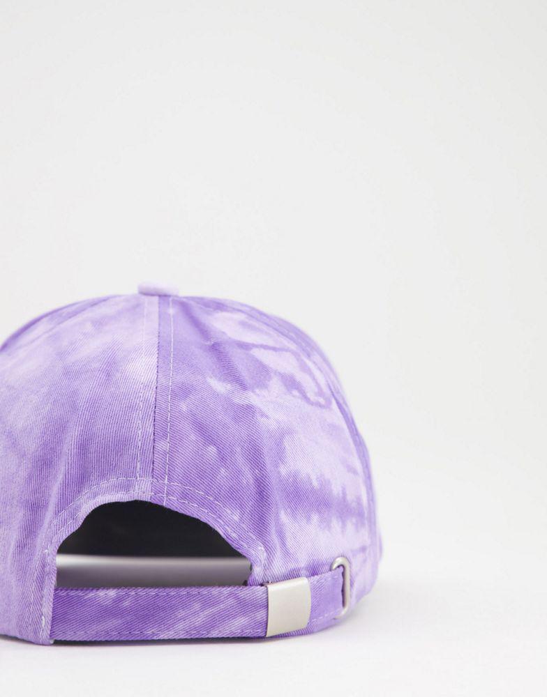 Reclaimed Vintage inspired unisex hat with logo in tie-dye purple商品第2张图片规格展示