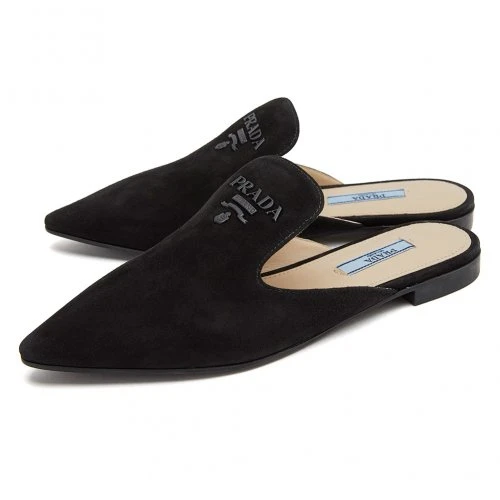 商品Prada|PRADA 黑色女士包脚平底拖鞋 1S538L-008-F0002,价格¥2957,第1张图片