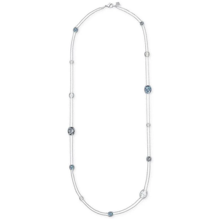 商品Swarovski|Silver-Tone Blue and Clear Crystal Double Row Necklace,价格¥1265,第1张图片