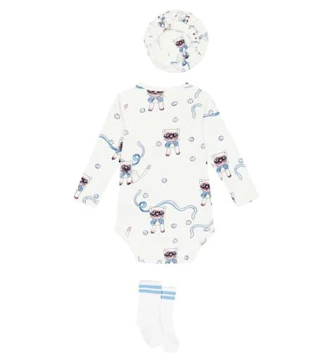 商品Mini Rodini|婴幼儿 — 棉质连身衣、帽子与袜子套装,价格¥292,第2张图片详细描述