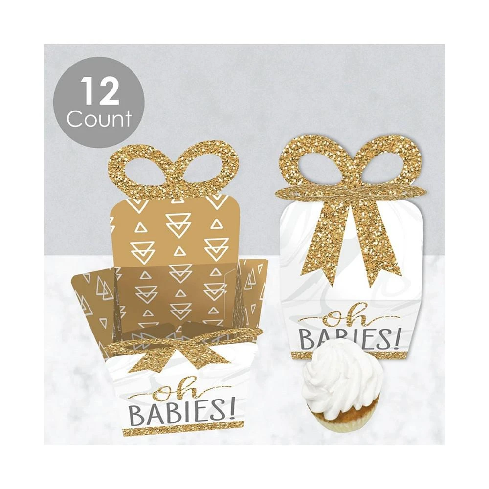 商品Big Dot of Happiness|It’s Twins - Square Favor Gift Boxes - Gold Twins Baby Shower Bow Boxes - 12 Ct,价格¥142,第3张图片详细描述