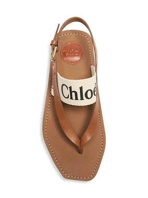 商品Chloé|Woody Flat Leather Thong Slingback Sandals,价格¥3291,第7张图片详细描述