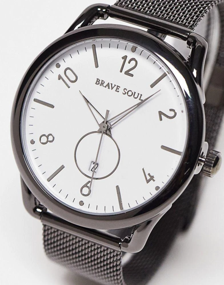 商品Brave Soul|Brave Soul mesh strap watch in gun tone,价格¥197,第1张图片