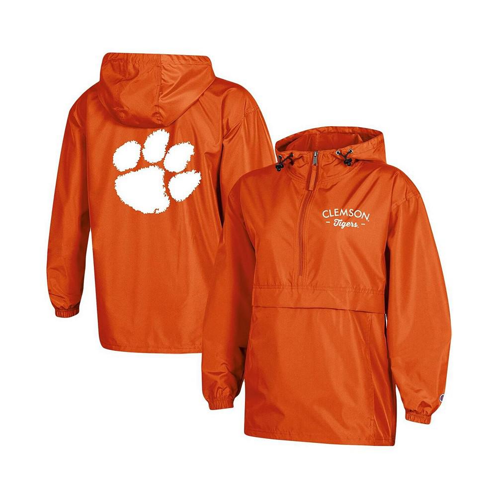 Women's Orange Clemson Tigers Packable Half-Zip Light Rain Jacket商品第1张图片规格展示