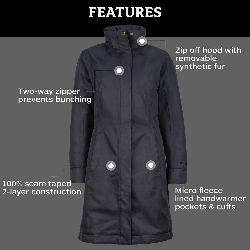 MARMOT Women's Chelsea Waterproof Down Rain Coat, Fill Power 700商品第4张图片规格展示