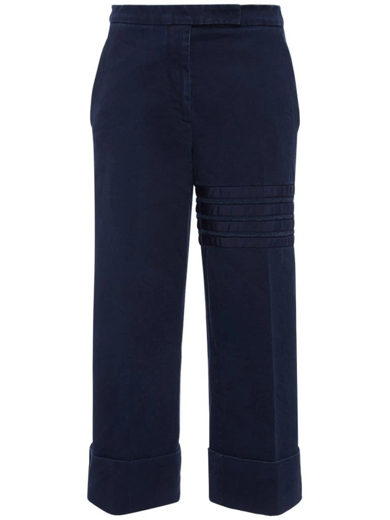 商品Thom Browne|Cotton Twill Grosgrain Bars Crop Pants,价格¥2552,第1张图片
