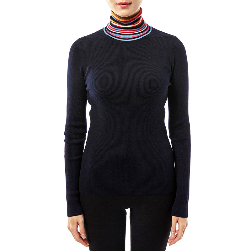 TORY BURCH 女士深蓝色羊毛针织高领毛衣 51816-405商品第4张图片规格展示