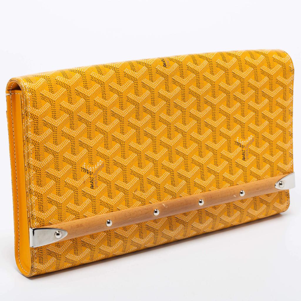 Goyard Yellow Goyardine Coated Canvas Monte Carlo Bois Clutch商品第3张图片规格展示