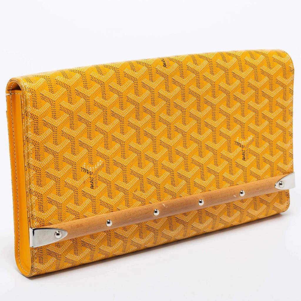 商品[二手商品] Goyard|Goyard Yellow Goyardine Coated Canvas Monte Carlo Bois Clutch,价格¥7378,第3张图片详细描述