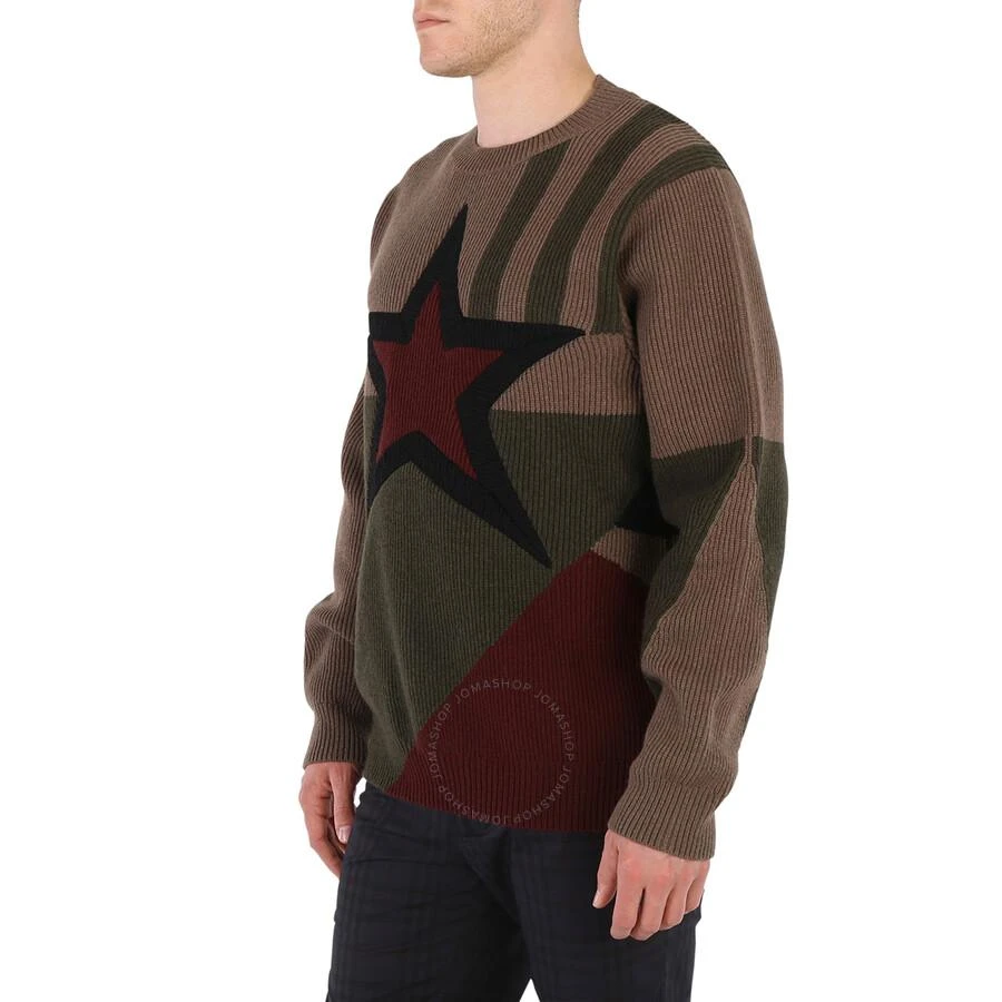 商品Burberry|Men's Khaki Star Intarsia Wool Sweater,价格¥2966,第2张图片详细描述