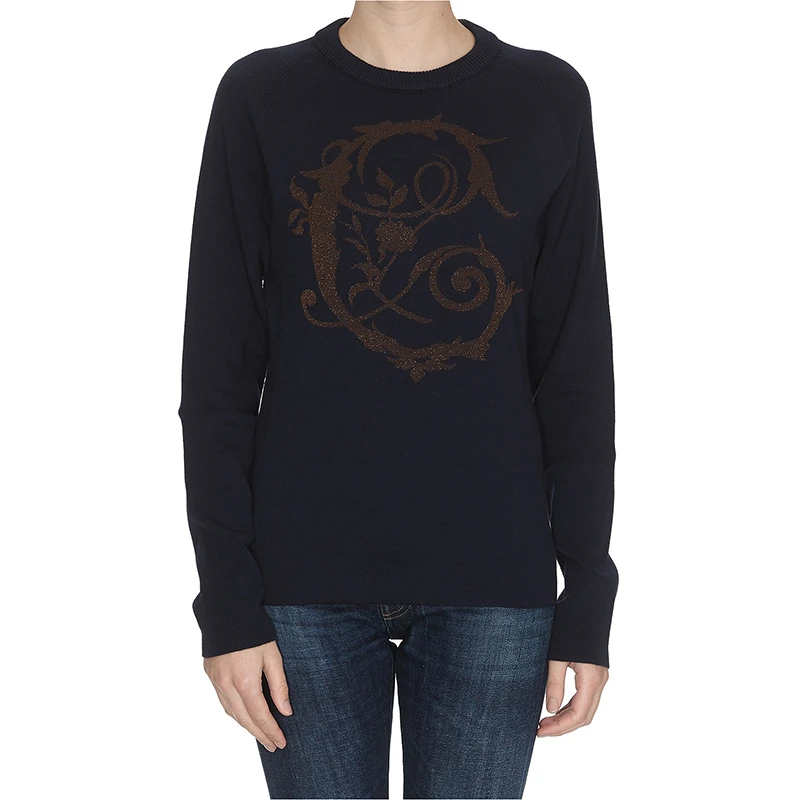 商品Chloé|CHLOE' 女士深蓝色羊毛混纺嵌花毛衣 C19SMP72-520-48A,价格¥2041,第1张图片