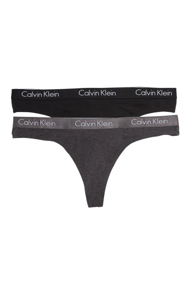 商品Calvin Klein|Motive Stretch Cotton Thong - Pack of 2,价格¥98,第1张图片