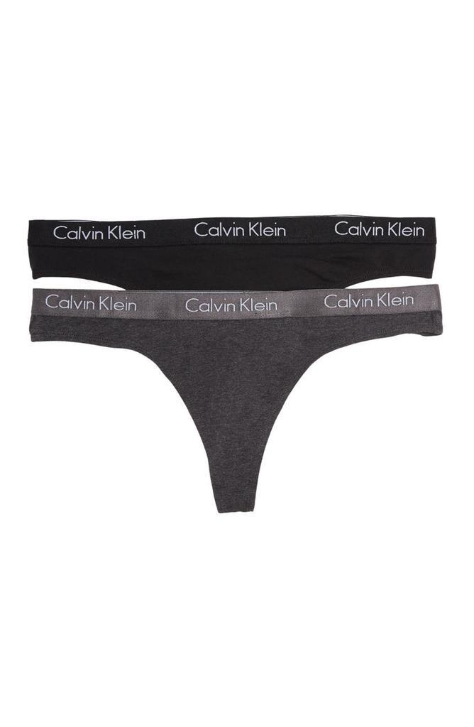 商品Calvin Klein|Motive Stretch Cotton Thong - Pack of 2,价格¥96,第1张图片