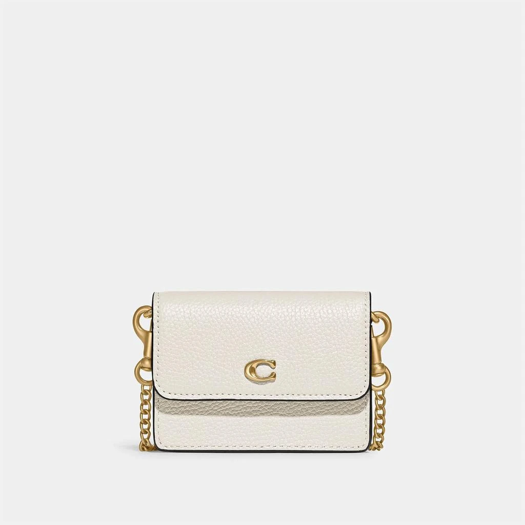 商品Coach|Coach Women's Refined Calf Leather Card Case With Chain - Chalk,价格¥954,第1张图片