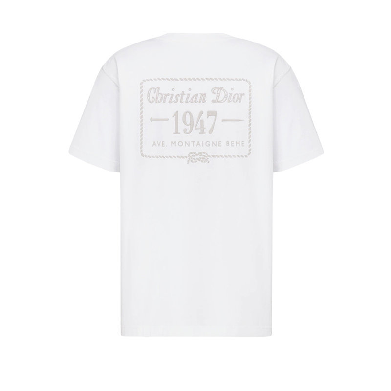 商品Dior|【预售3-7天】DIOR/迪奥 22年秋冬新款 CD 1947系列 男士白色纯棉平纹针织面料宽松版型短袖T恤243J634A0677_C081,价格¥7162,第6张图片详细描述