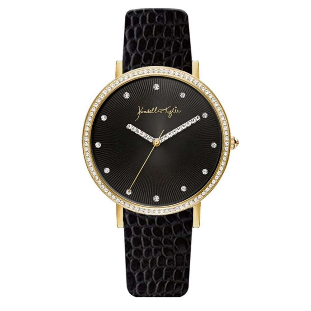 商品KENDALL & KYLIE|Women's Textured Black Patent Leather Stainless Steel Strap Analog Watch,价格¥113,第1张图片