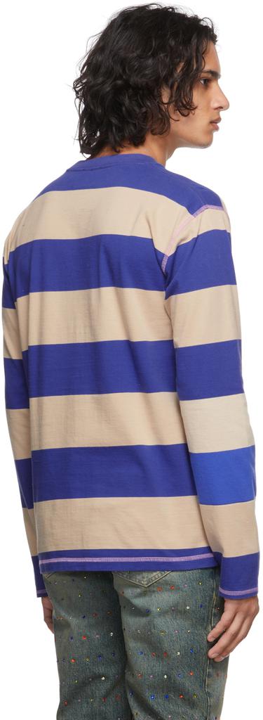 Blue & Beige Stripe Long Sleeve T-Shirt商品第3张图片规格展示