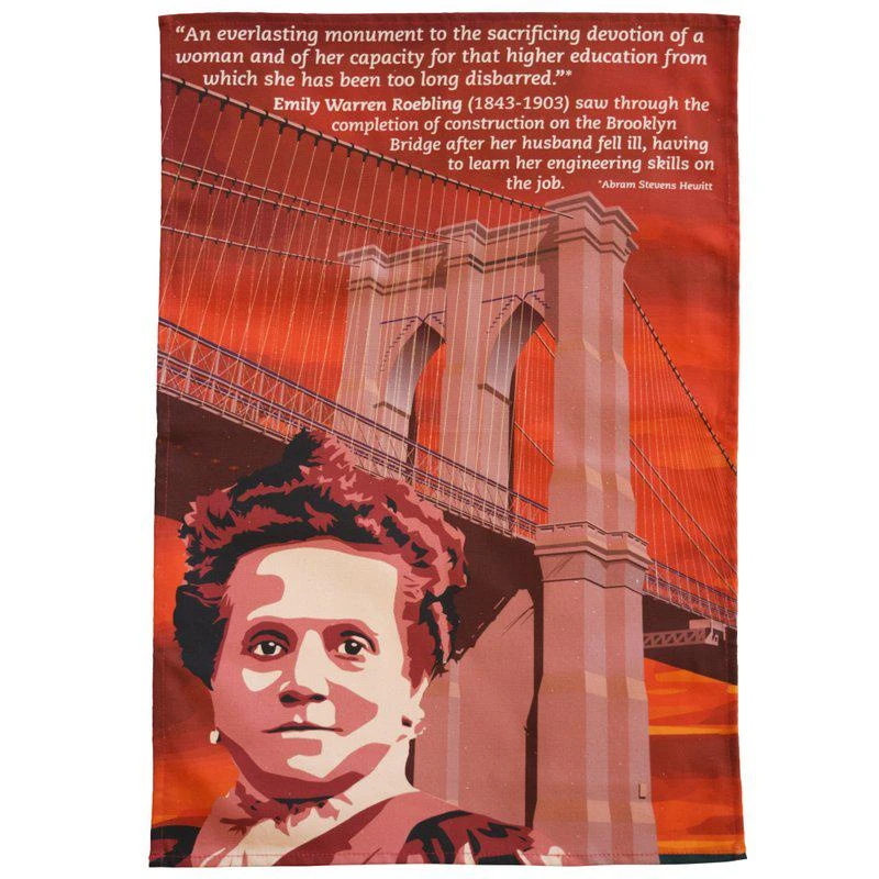 商品Radical Tea Towel|Emily Roebling & the Brooklyn Bridge Tea Towel,价格¥168,第1张图片