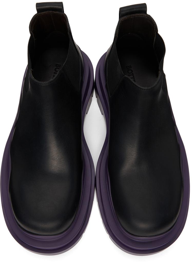 Black & Purple Low 'The Tire' Chelsea Boots商品第5张图片规格展示