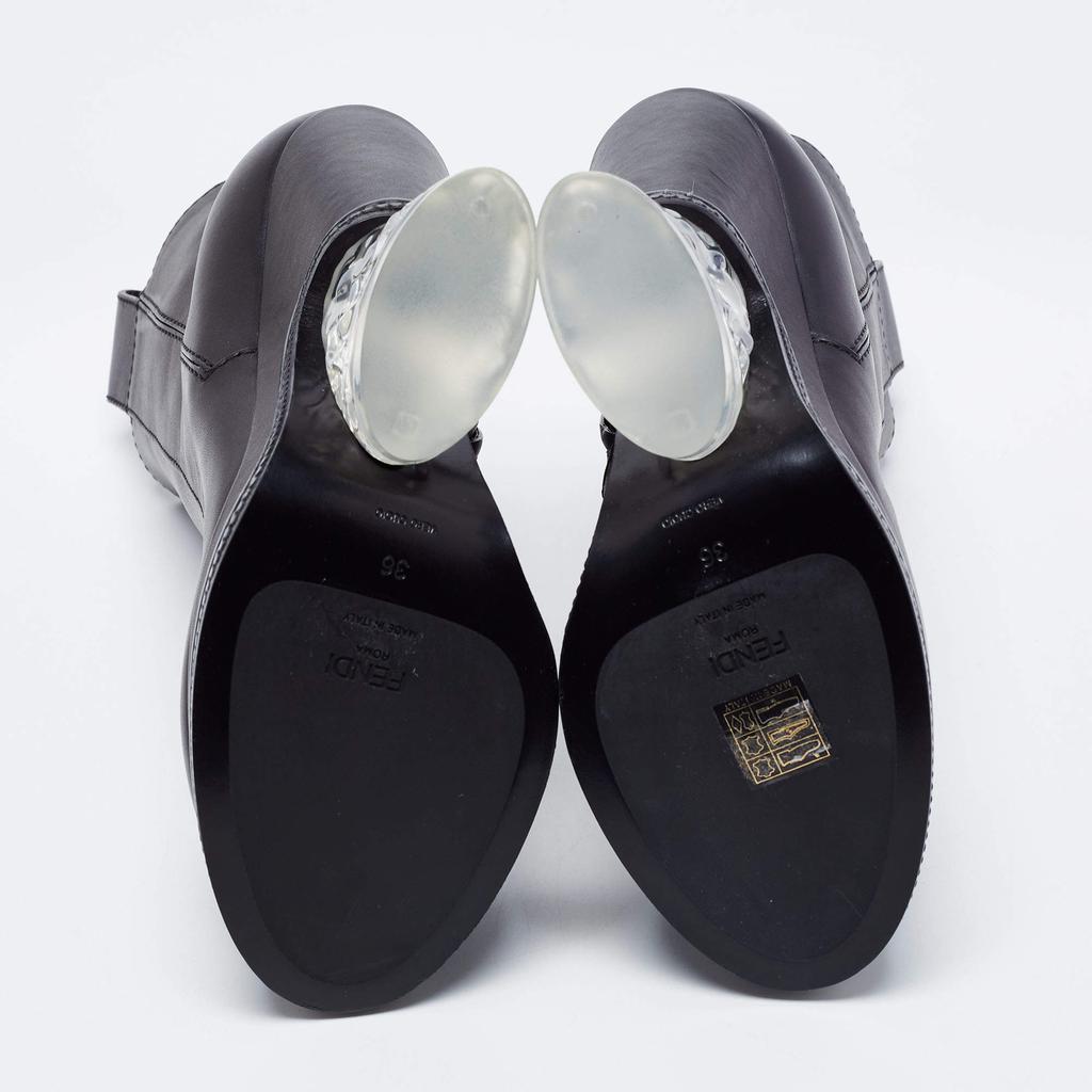 Fendi Black Leather Ice Heel Ankle Boots Size 36商品第6张图片规格展示