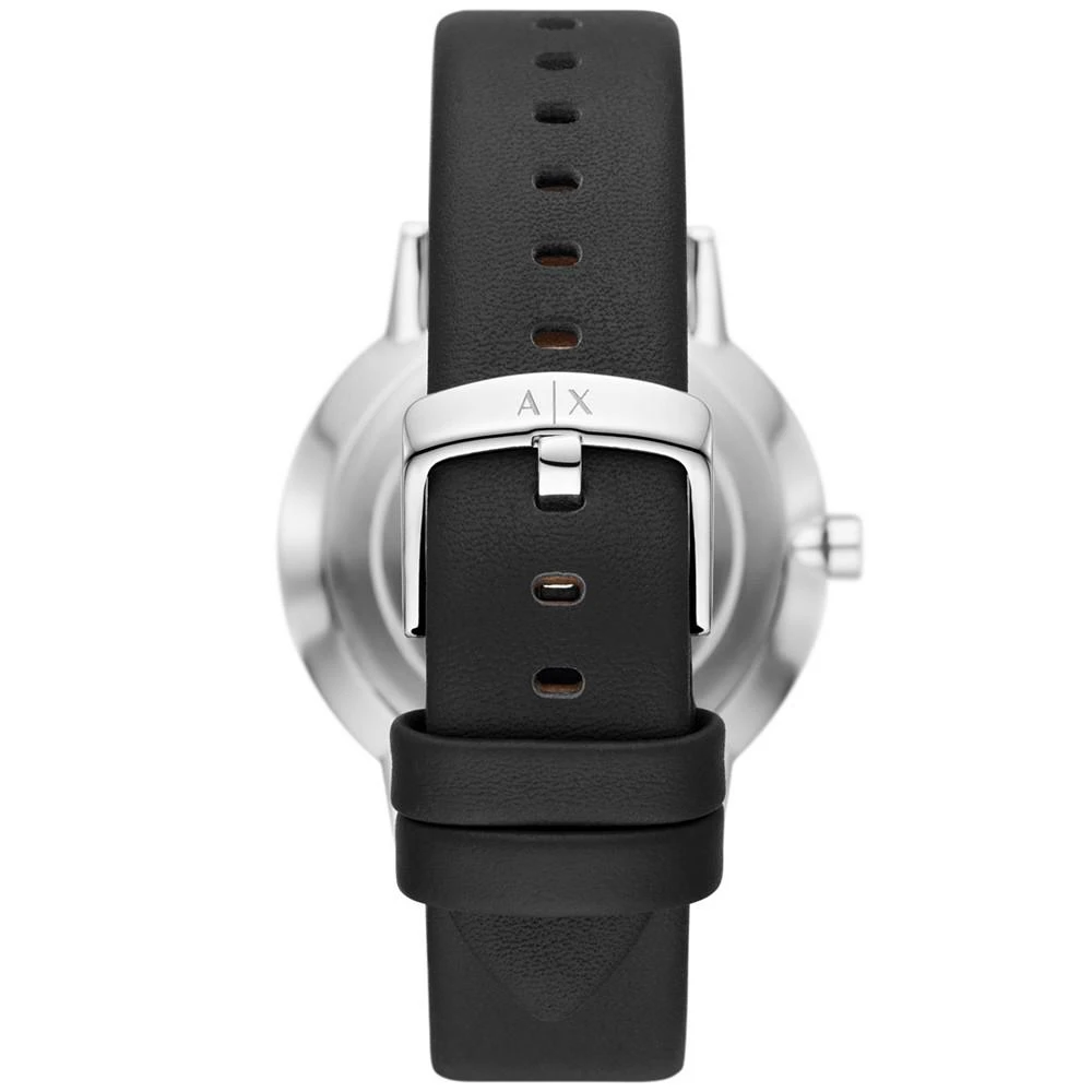 商品Armani Exchange|Men's Multifunction Black Leather Strap Watch,价格¥1130,第3张图片详细描述
