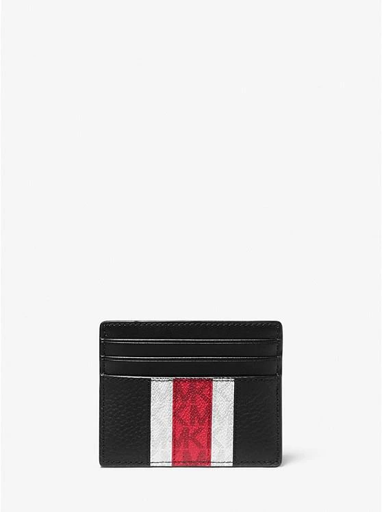 Michael Kors Mens Hudson Logo Stripe Leather Tall Card Case 1