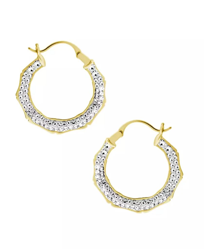 商品Essentials|Clear Crystal Pave Bamboo Hoop Earring Gold Plate,价格¥128,第1张图片