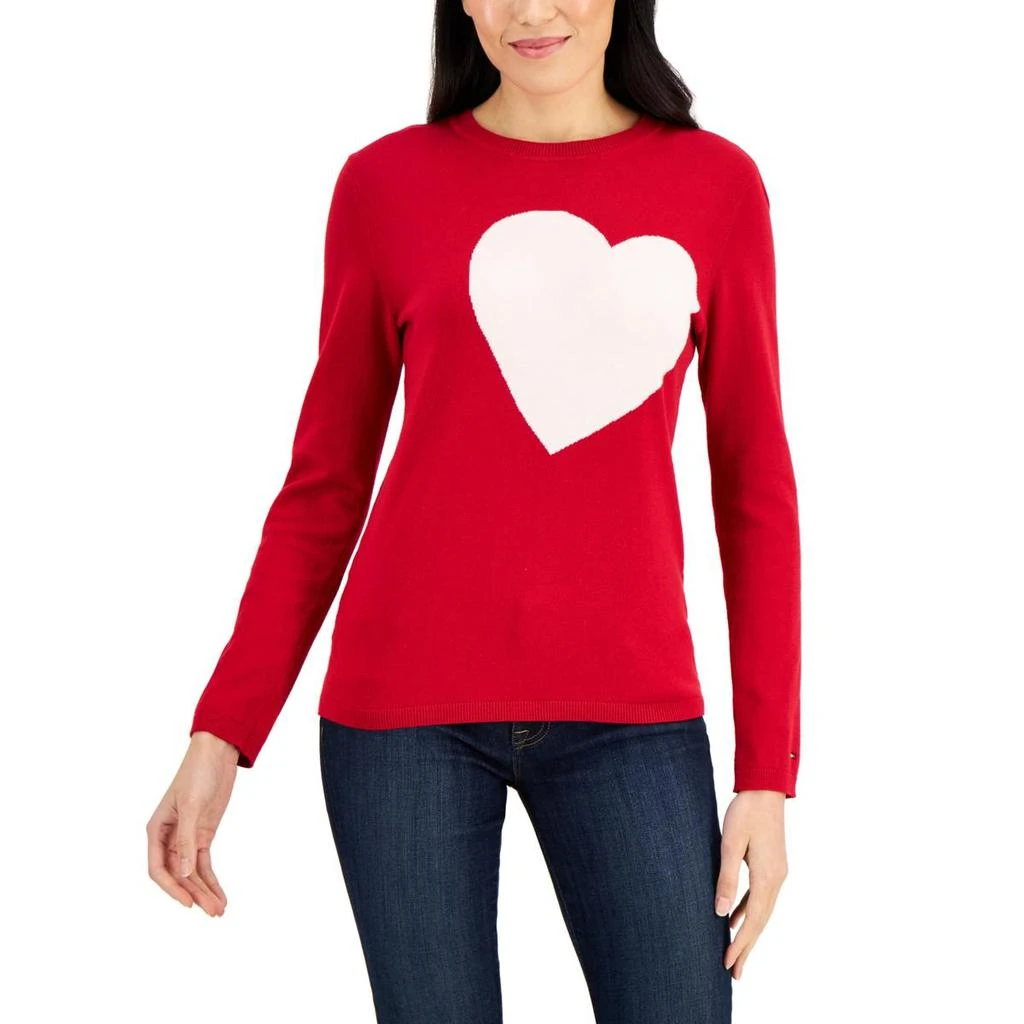 商品Tommy Hilfiger|Tommy Hilfiger Womens Heart Cotton Graphic Crewneck Sweater,价格¥152,第1张图片