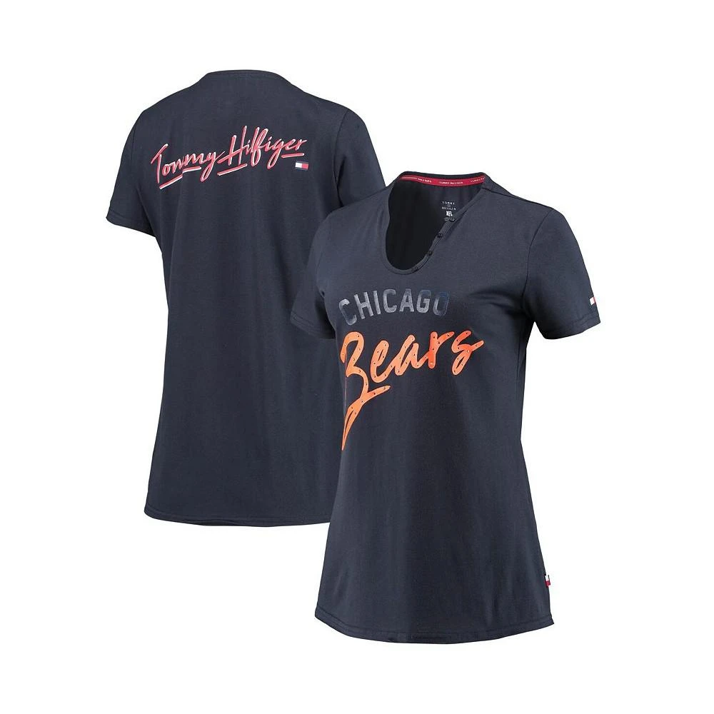 商品Tommy Hilfiger|Women's Navy Chicago Bears Riley V-Neck T-shirt,价格¥192,第1张图片